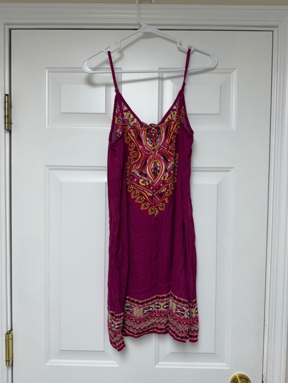Xhilaration Magenta Boho Tie-Front Spaghetti Strap Mini Dress - Picture 3 of 5
